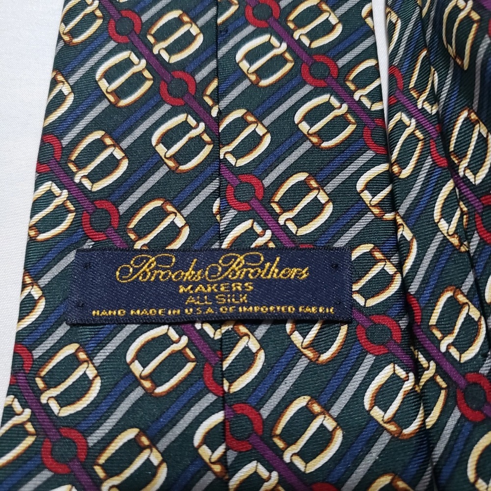 Brooks Brothers Makers 100% Silk Handmade Men's Necktie Equestrian Tack Print - Picture 4 of 6